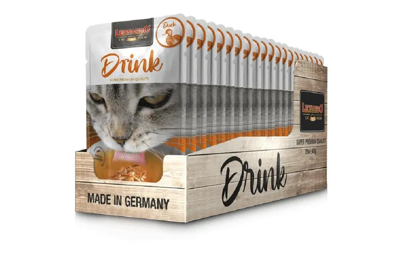 Leonardo Cat Food Katzen-Snack Drink Ente, 20 x 40 g