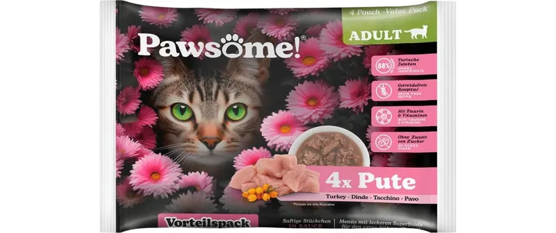 Pawsome Cat Superfood Adult Pute 4 x 85 g
