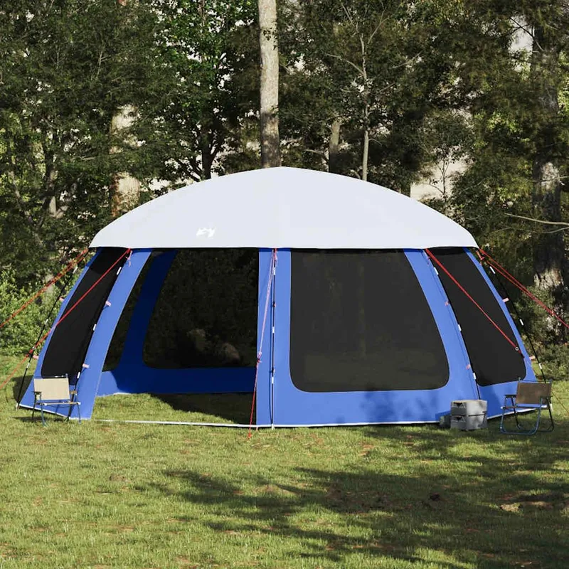 Poolzelt con abnehmbarem Überzelt Netzwänden Azurblau 612x612cm