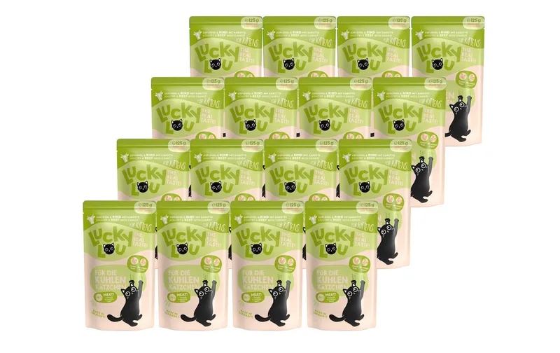 Lucky Lou Nassfutter Lifestage Kitten Geflügel & Rind, 16 x 125 g