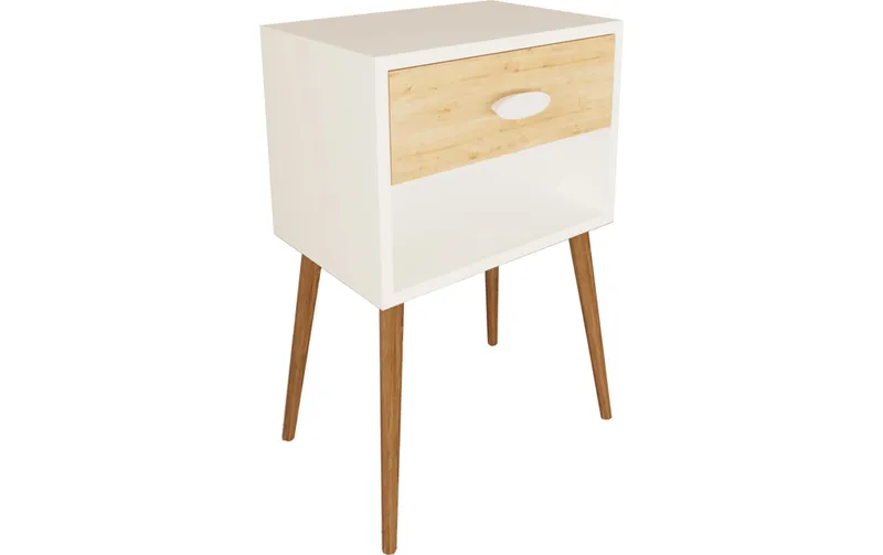 VCM Nachttisch Singol XL 45 x 70 cm, white/Honig-Eiche