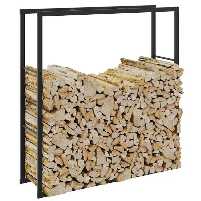 Brennholzregal black 110x30x116 cm Stahl