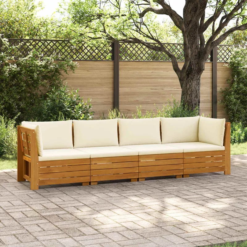 4 Stk. Outdoor-Sofagarnitur Massivholz Akazie Braun