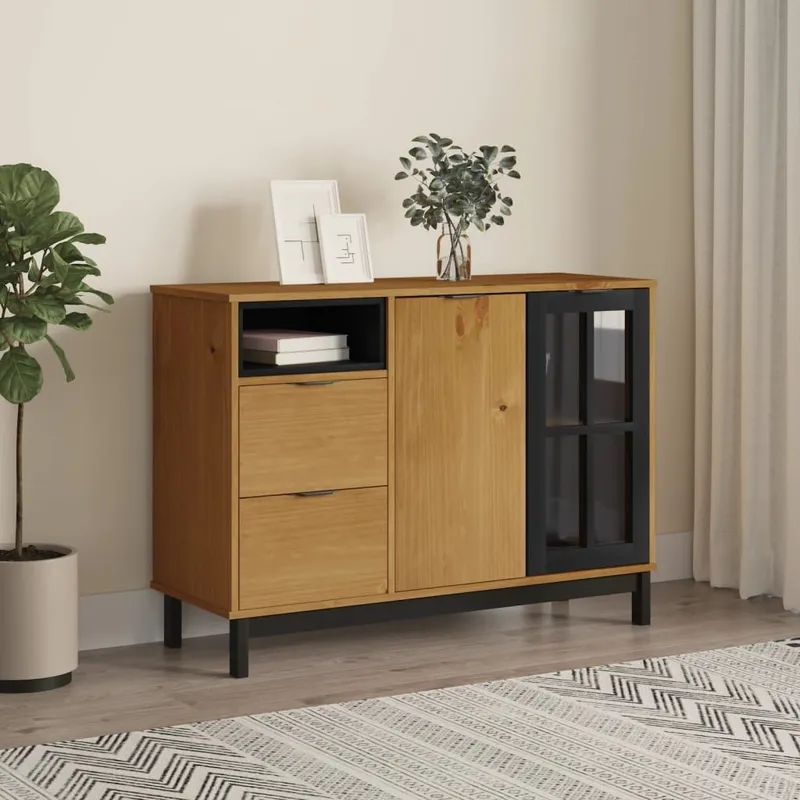 Sideboard mit Glastür FLAM 110x40x80 cm solid pine wood