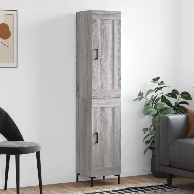 Highboard grigio Sonoma 34,5x34x180 cm derivato del legno