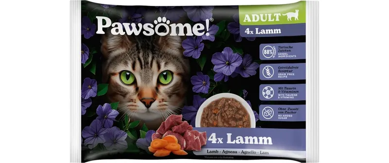 Pawsome Cat Superfood Adult Lamm 4 x 85 g