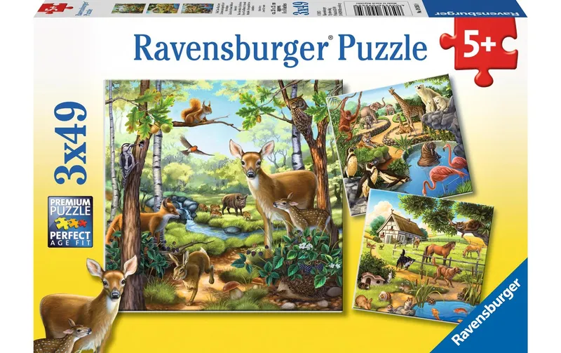 Ravensburger Puzzle Wald-/Zoo-/Haustiere 3 x 49 Teile