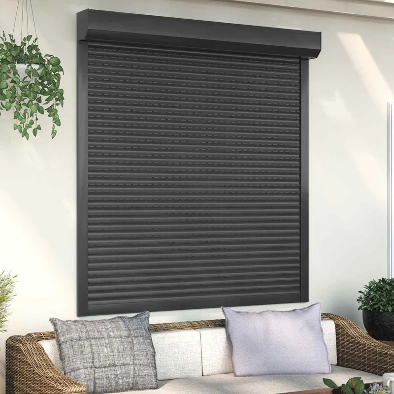 Rollladen Anthrazit 140 x 150 cm Aluminium und Polyurethan
