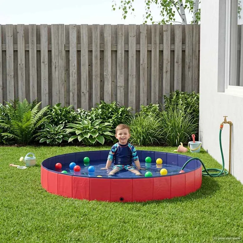 Kinder Schwimmbecken Ø300 x 38 cm Rund für Kind für Rot