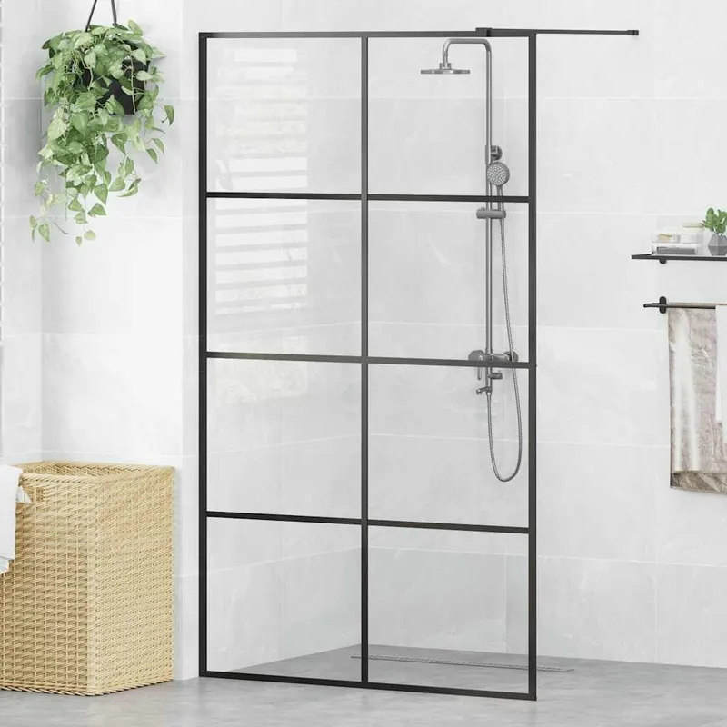 Paroi de douche avec verre ESG transparent 115x195 cm Noir