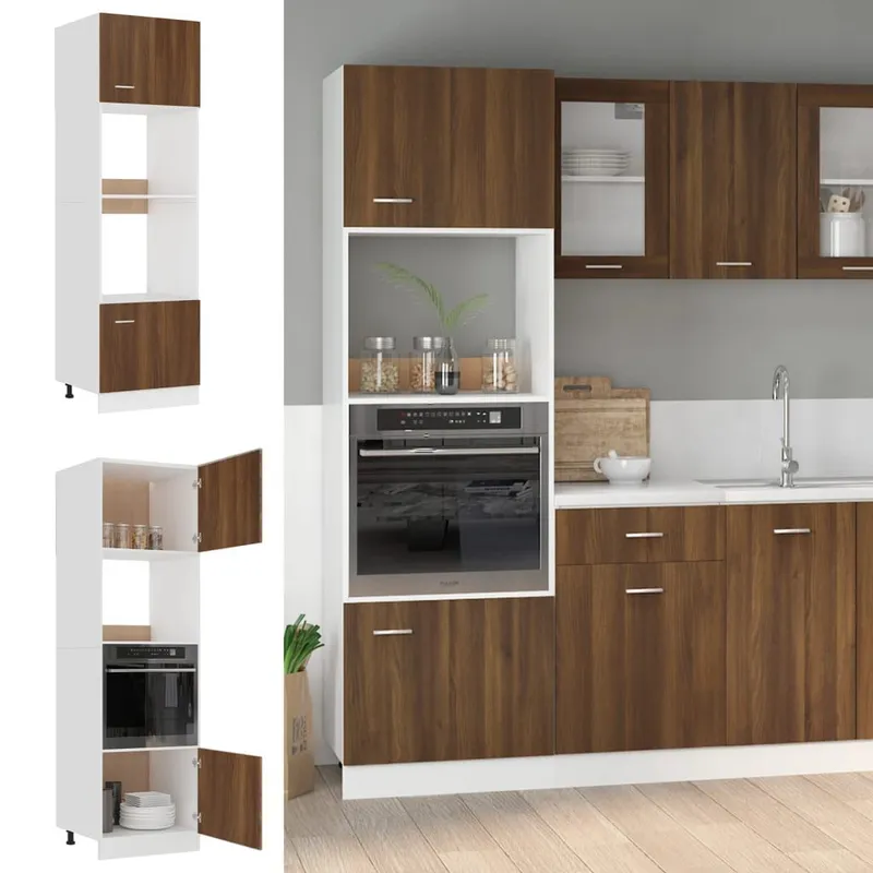 Mikrowellenumbauschrank Lyon Braun Eichen-Optik 60x57x207 cm