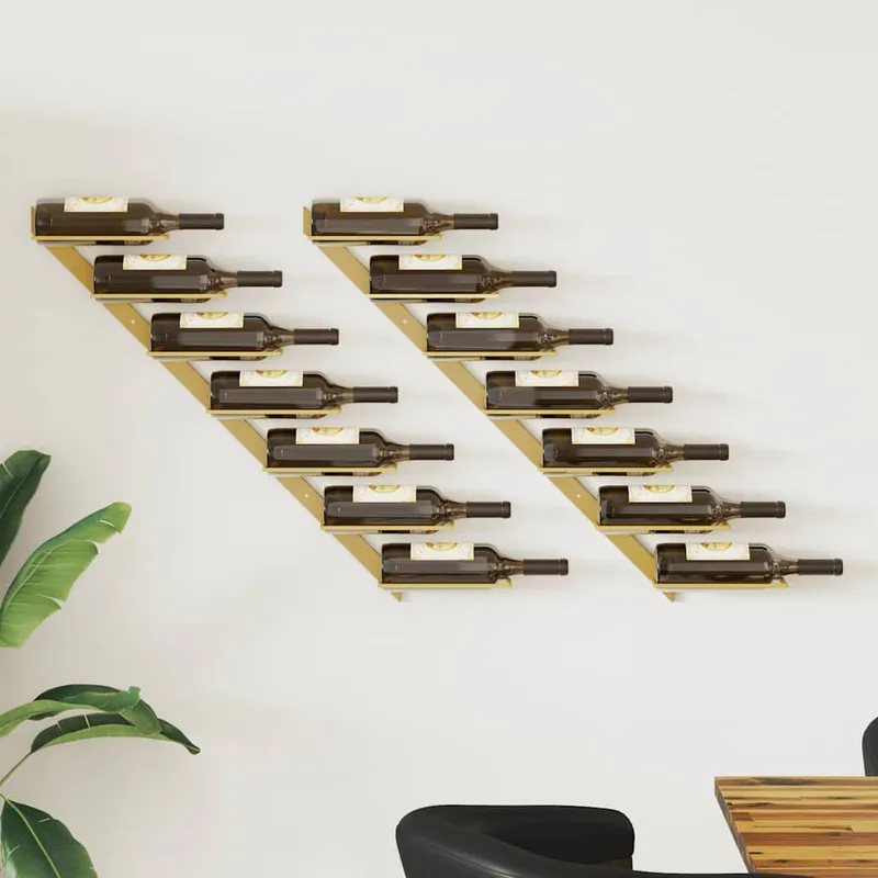 Wand-Weinscaffalee per 7 Flaschen 2 pz. Golden metallo