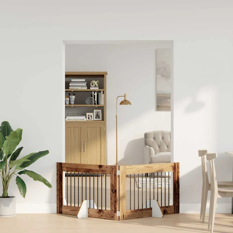 Klappbares Hundetor con Ständern 2 pz. legno antico 200,5 cm