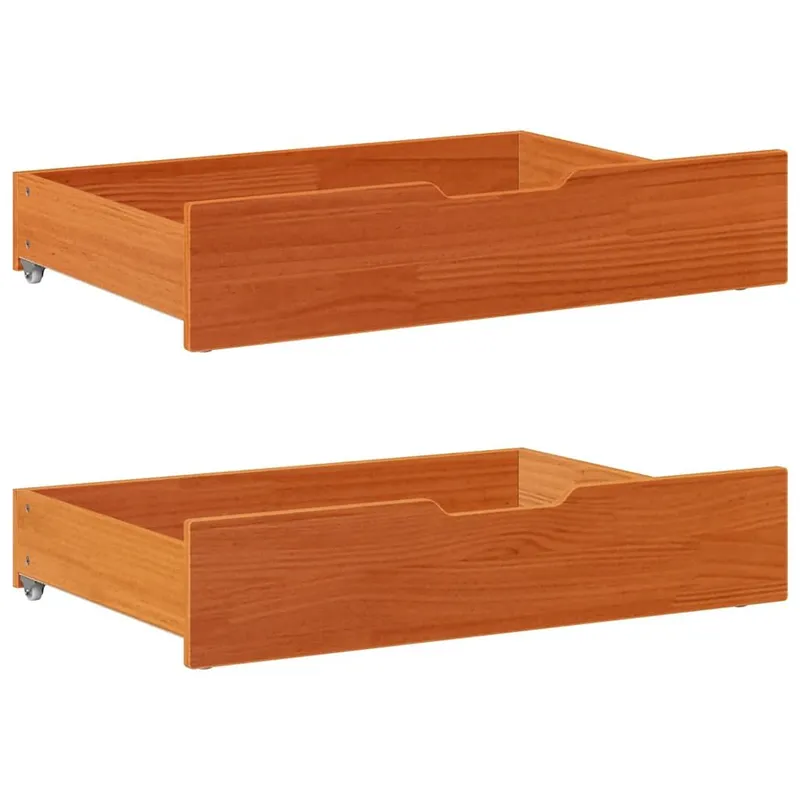 Tiroirs sous le lit 2 pcs brun cire 80x55x17 cm pin massif