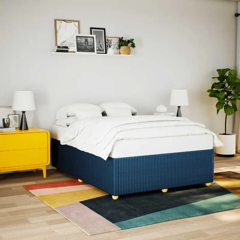 struttura letto senza materasso blu 160x200 cm tessuto