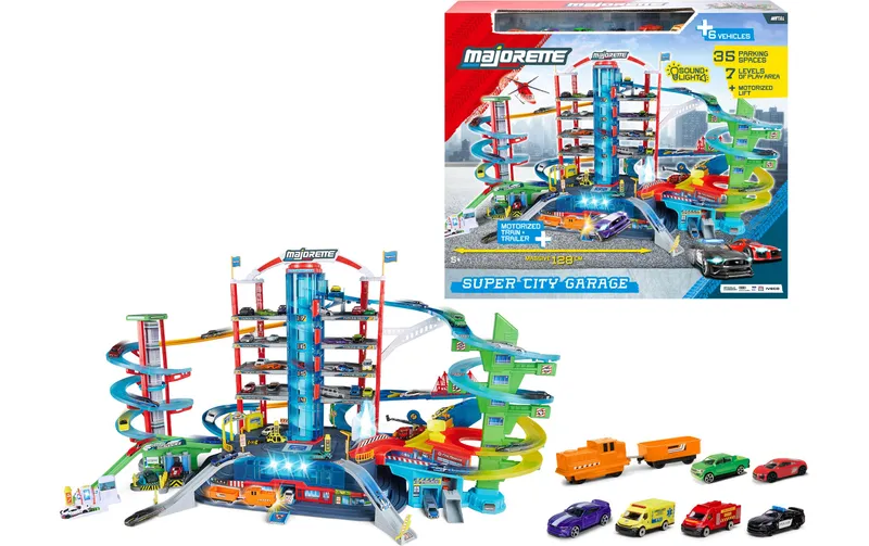 Majorette Super City Garage 6 Vehicles Kunsttessuto, 7 Ebenen