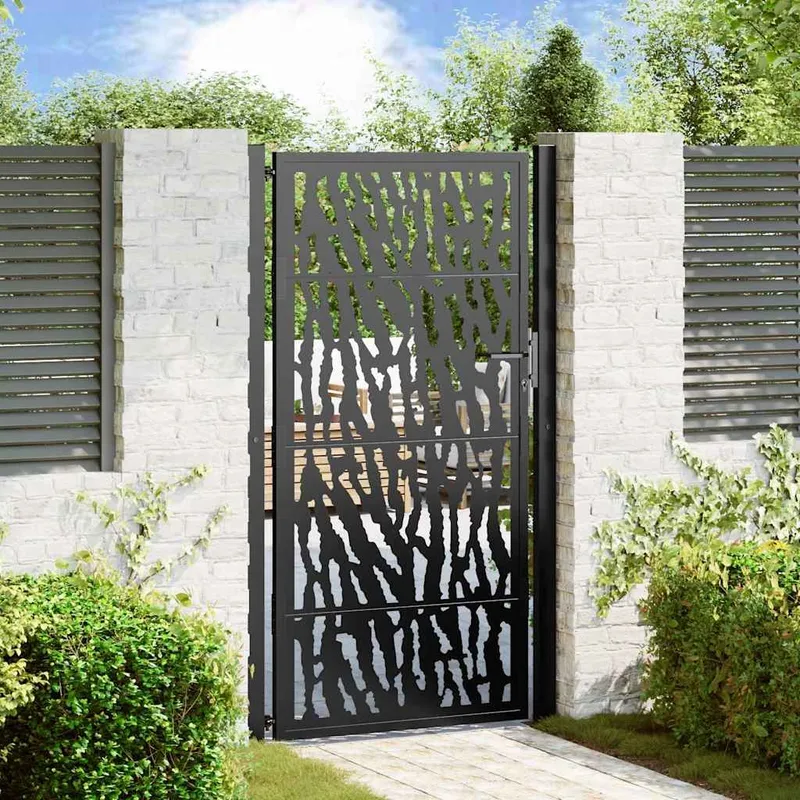 Gartentor Schwarz 100x175 cm Stahl Trace Design