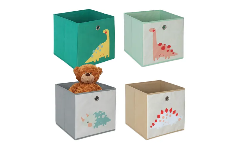 relaxdays Spielzeugbox Tiere 4 pièces