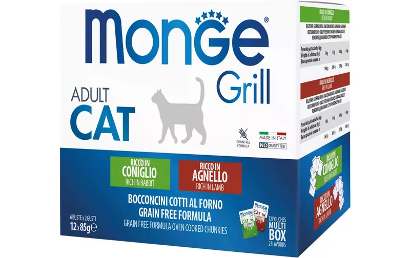 Monge Nassfutter Grill Adult Multipack Kaninchen & Lamm, 12x85g