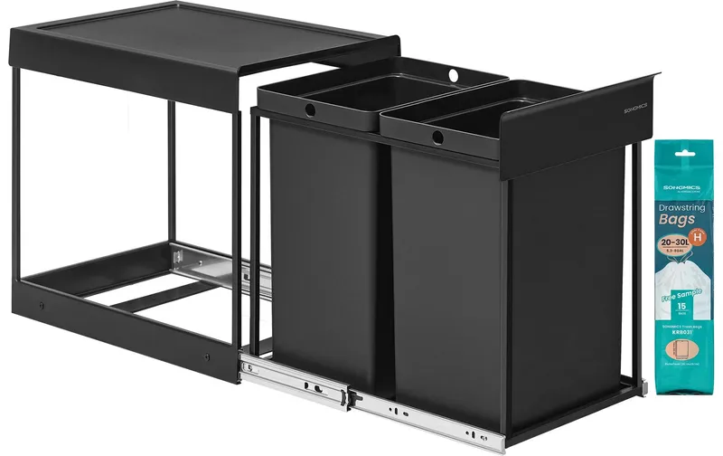 Songmics Mülltrennsystem 40 l, Schwarz