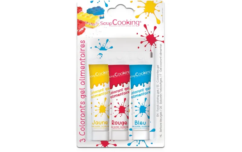 ScrapCooking Lebensmittelfarben-Gel bleu/rouge/Gelb, 3x 20 g