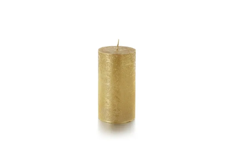 balthasar Zylinderkerze Rustico 12 cm x 7 cm, Gold