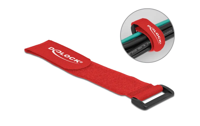 Delock Klettkabelbinder rouge 280 mm x 38 mm 3 pièces