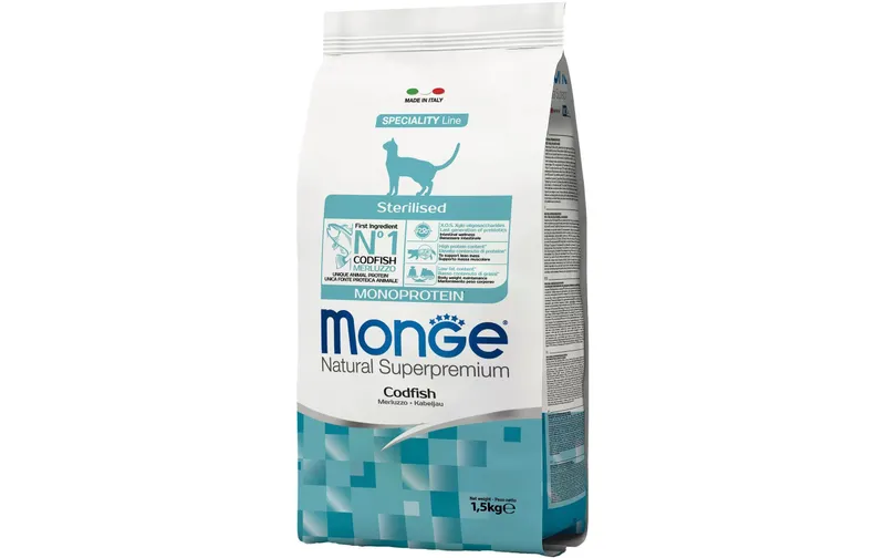 Monge Trockenfutter Katze Monoprotein Sterilisiert Kabeljau 1.5 kg