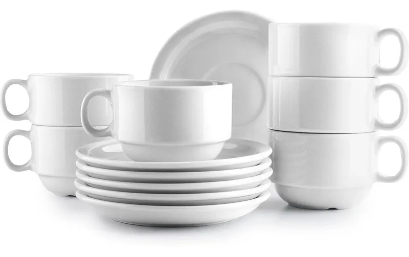 Ibili Tassen + Unterteller-Set 230 ml, 6 pieces, white