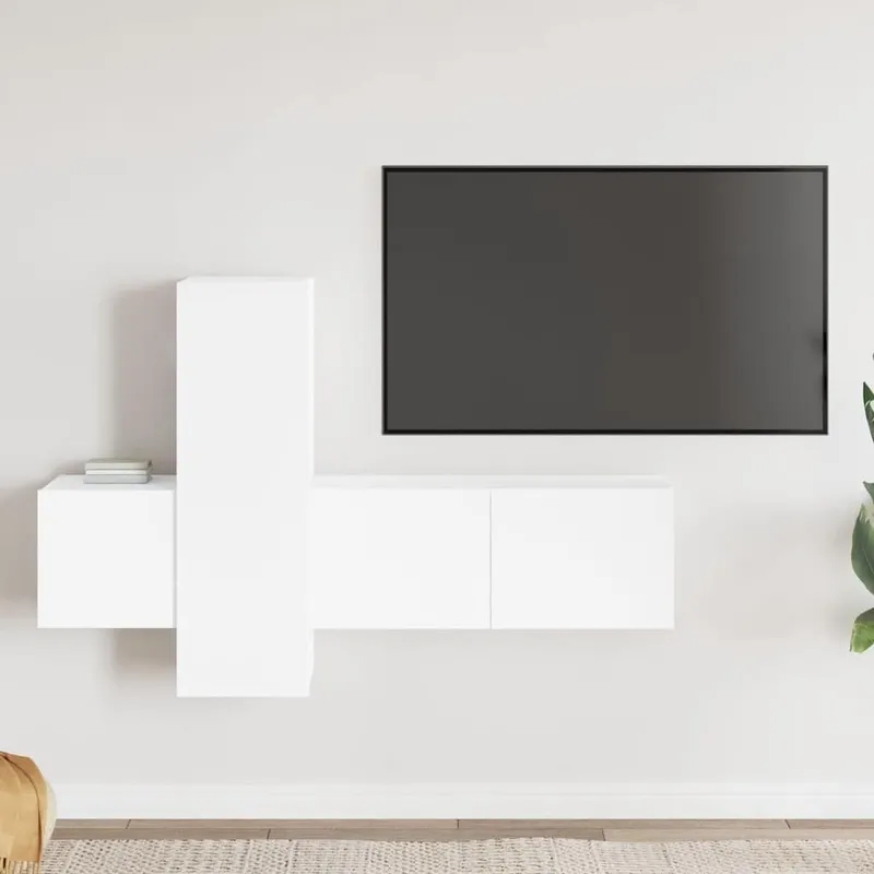 3-tlg. TV-Schrank-Set bianco derivato del legno