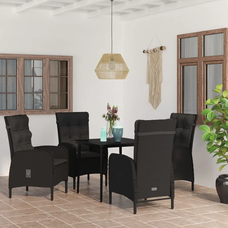 5-tlg. Garten-Essgruppe mit Kissen nero