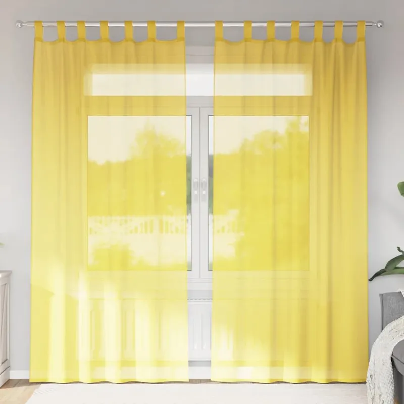 Voile Vorhänge mit Schlaufen 2 Stk. Gelb 140x245 cm