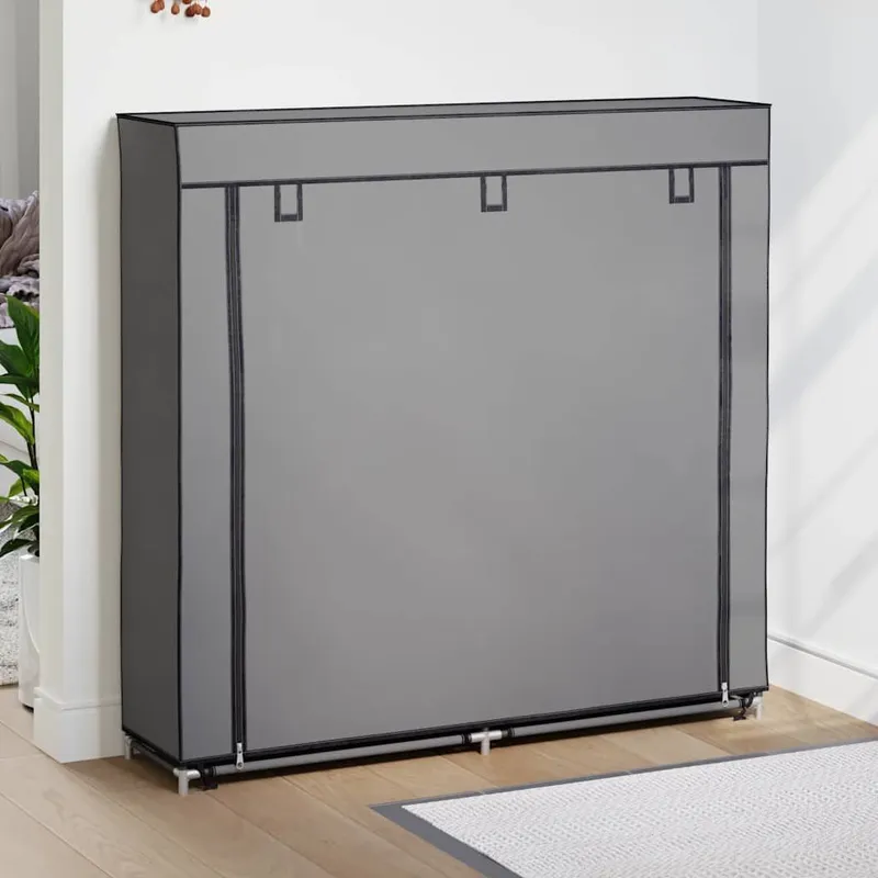 Schuhschrank mit Abdeckung Grau 115 x 28 x 110 cm Stoff