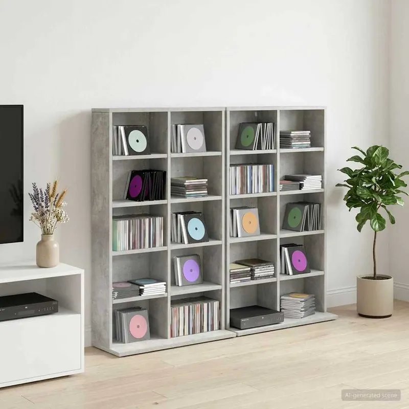 Reggicd 2 pezzi Grigio cemento 65 x 23,5 x 97,5 cm Materiale legno composto