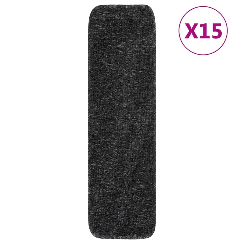 Tapis d'escalier 15 pcs 75x20 cm Anthracite Rectangulaire
