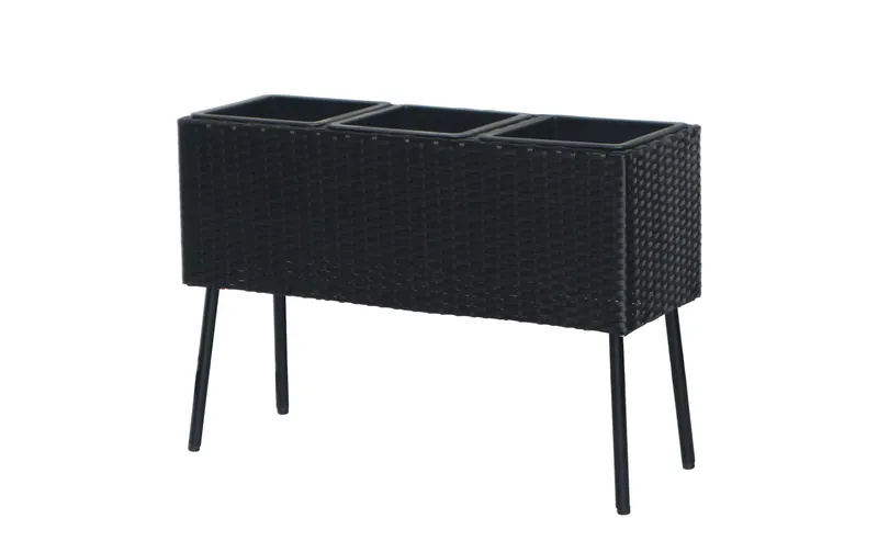 COCON Pflanzentopf 78 x 58 x H26/54 cm, 3 x 1.17 L Schwarz