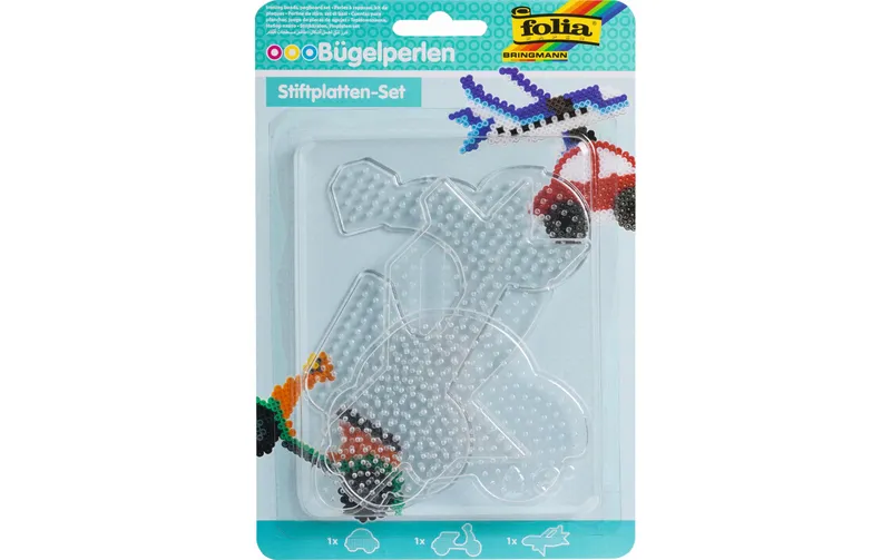 Folia Bügelperlen Platten Stiftplatten-Set transparent