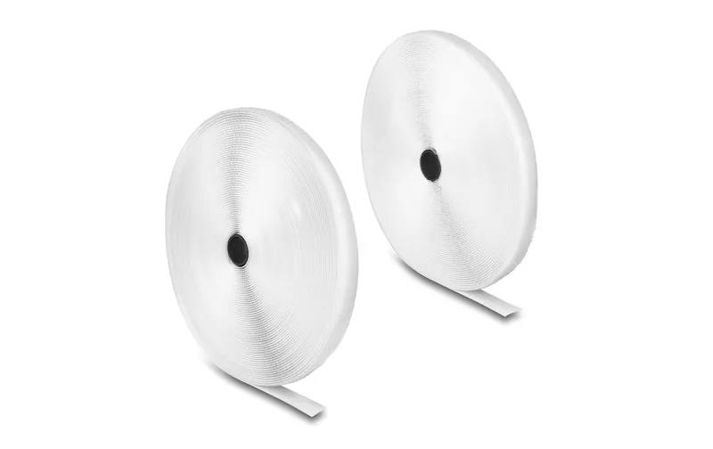 Delock Klettband 25 m x 20 mm con Haft- e Flauschband bianco