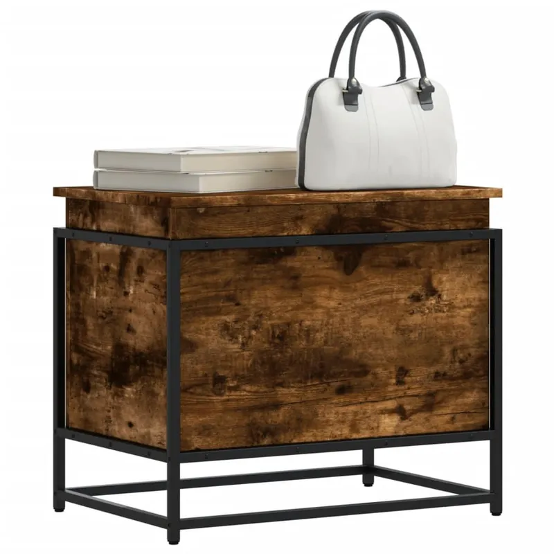 Cassapanca Contenitore con Coperchio Rovere Fumé 60x40x51,5 cm