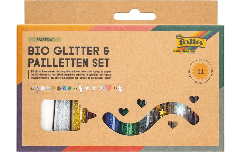 Folia Bio Glitzer- und Pailletten-Set Mehrfarbig 11-teilig