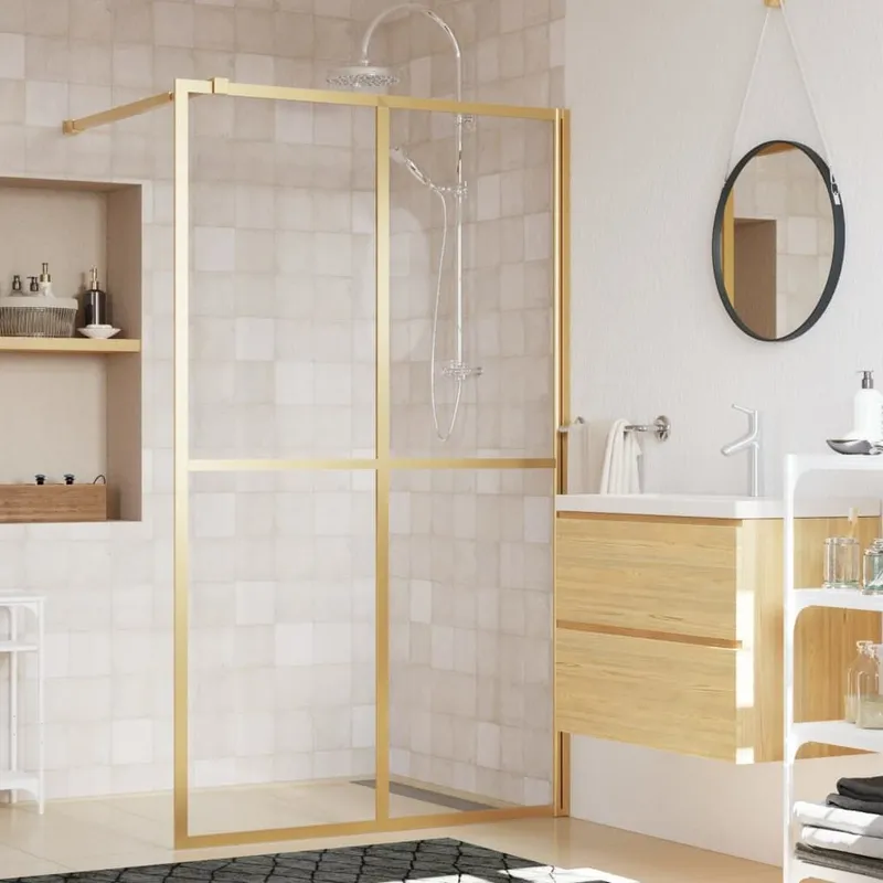 Duschwand per Begehbare Dusche ESG Klarvetro Golden 140x195cm