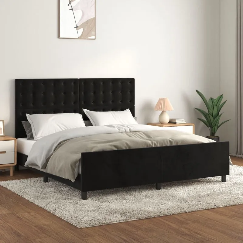 struttura letto senza materasso nero 160x200 cm velluto