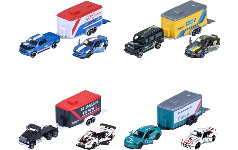 Majorette Racing Deluxe Trailer, 4-sort. Metall, mehrfarbig