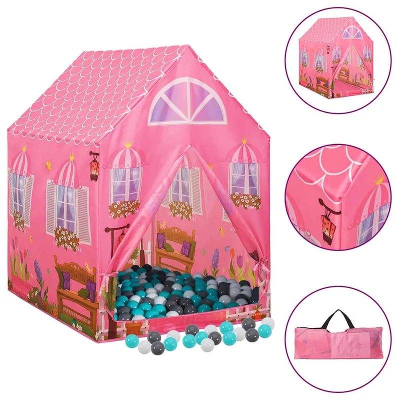 bambini-Spielzelt con 250 Bällen rosa 69x94x104 cm