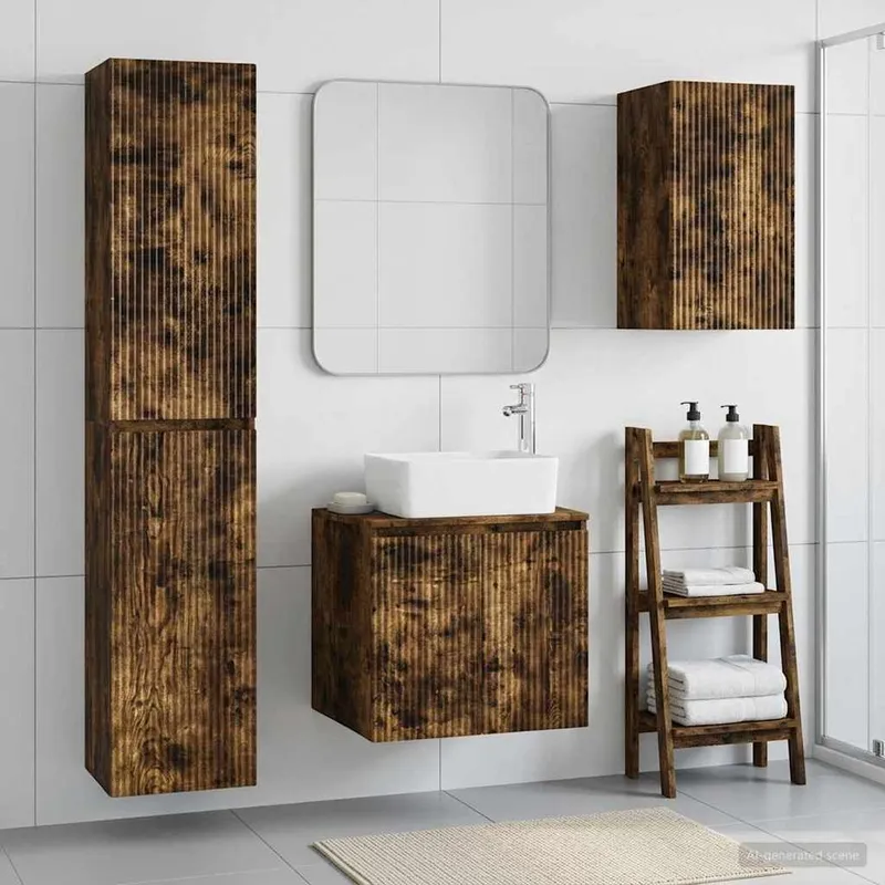 Ensemble de mobilier de salle de bain 3 pc Chêne fumé