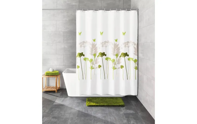 Kleine Wolke Duschvorhang Barcelona 180 x 200 cm , Beige/green/white