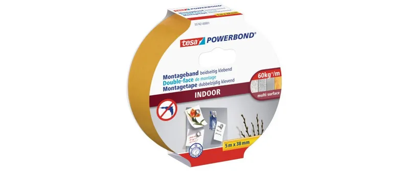 tesa Klebeband Powerbond Indoor 5 m x 38 mm 38 mm x 5 m, Beige