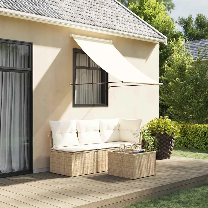 tenda da sole Einziehbar crema 150x150 cm tessuto e acciaio