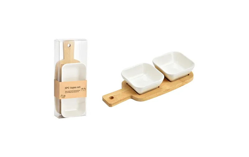 G. Wurm Snackschale eckig 3-teilig, brown/white