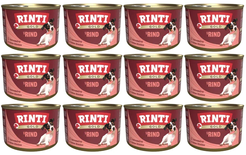 Rinti Nassfutter Dose Gold mit Rind, 12 x 185 g
